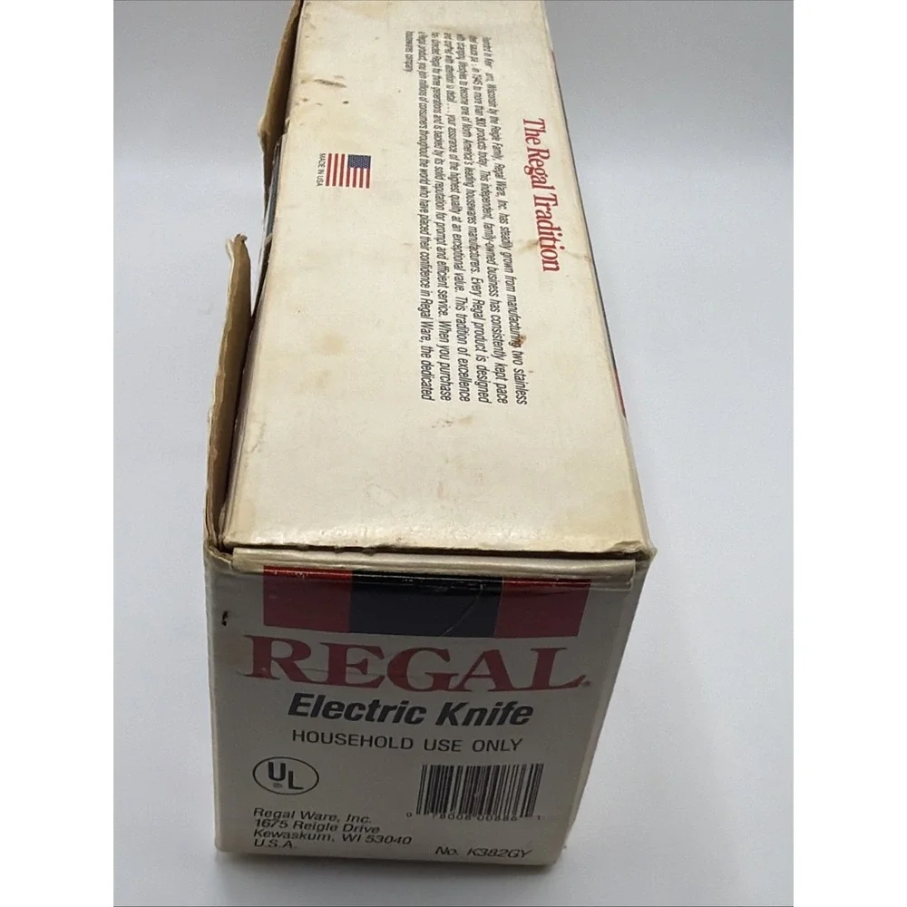 Vintage Regal Electric Knife K382GY  Two Serrated Steel Blades Works Great USA